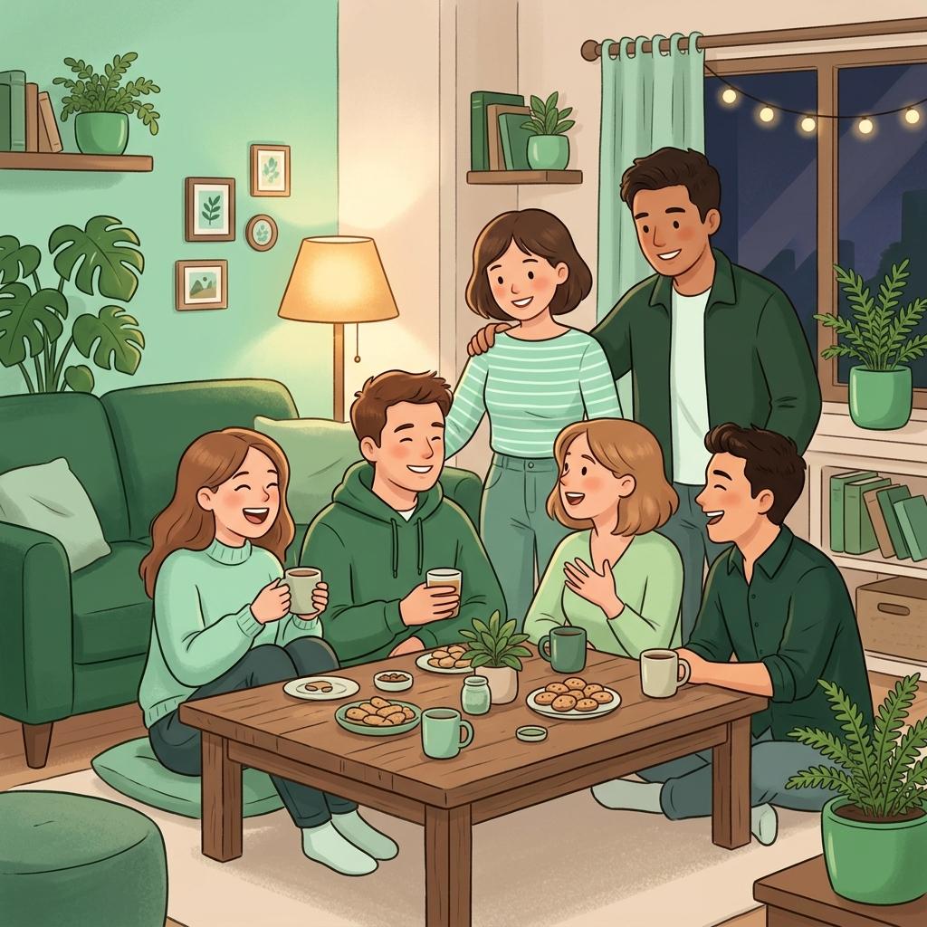 A group of people at a warm, inviting social gathering